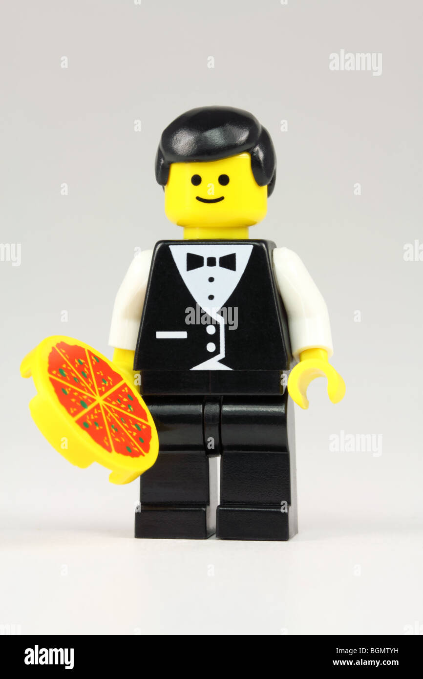 Lego pizza waiter Stock Photo