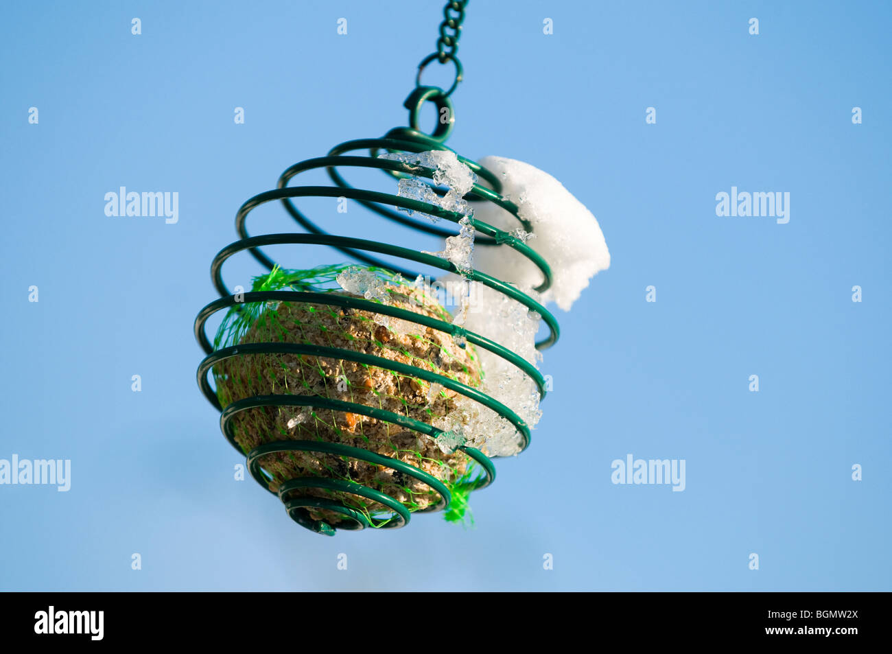 Fat Ball Bird Feeder With Melting Snow Stock Photo 27503586 Alamy