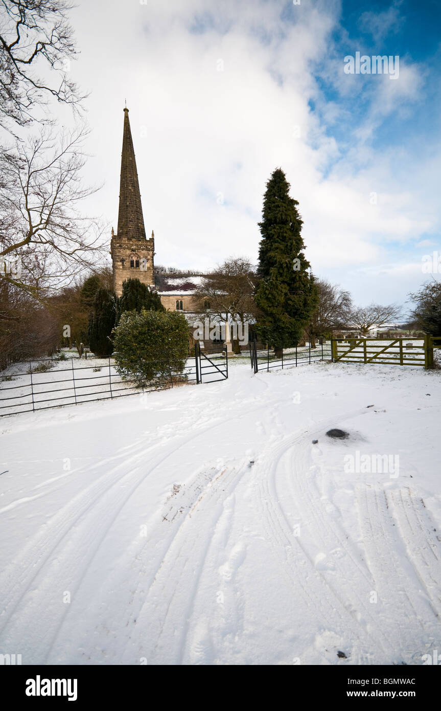 The Church of St Mary at Huggate in the Yorkshire Wolds. Stock Photo