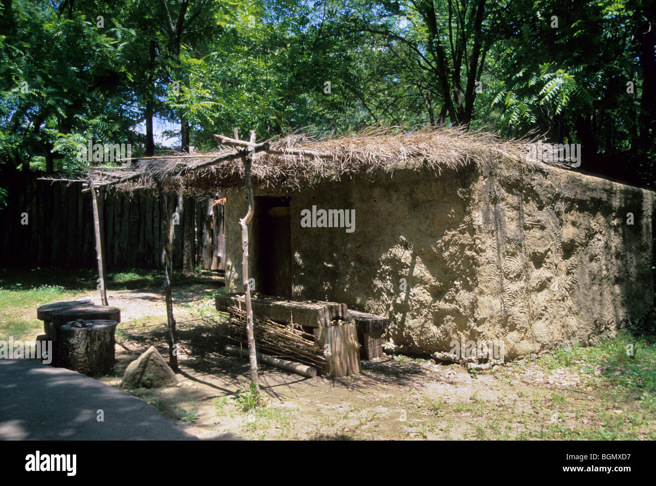 Traditional Cherokee winter house constructed from wattle and daub