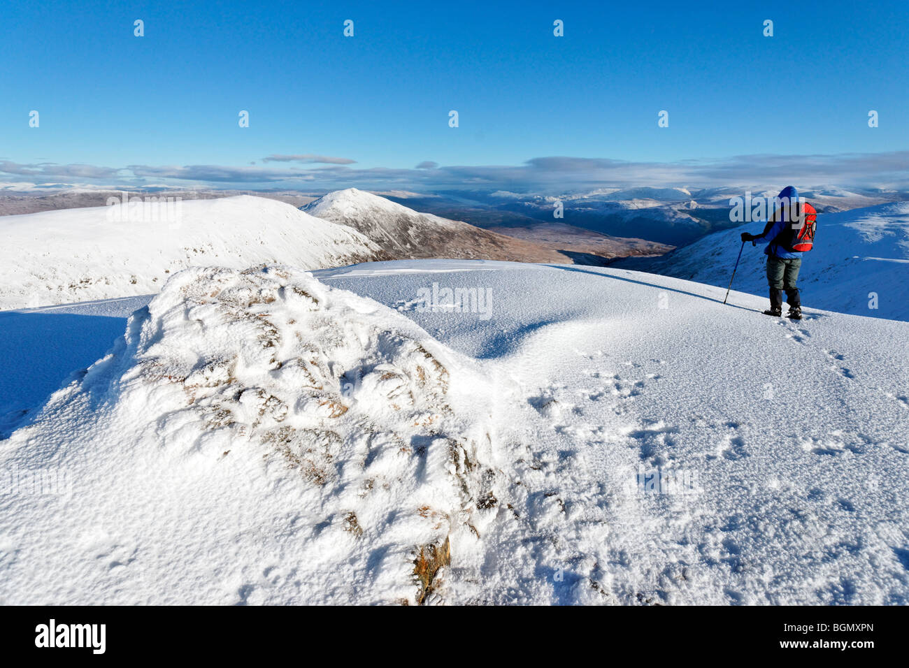 View from the summit of Sron a' Choire Ghairbh (935m) looking north east up the Great Glen. Lochaber, Highland, Scotland, UK. Stock Photo