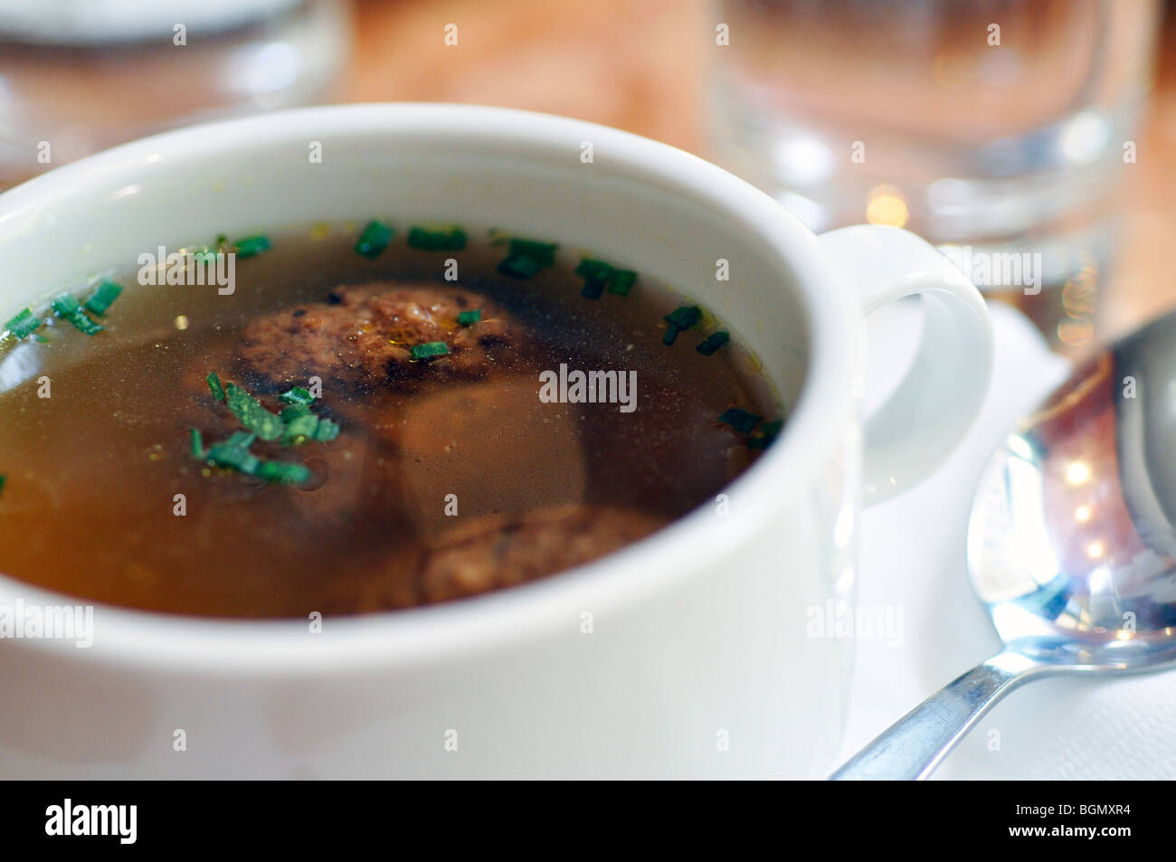 German Liver Dumplings Soup Stock Photo
