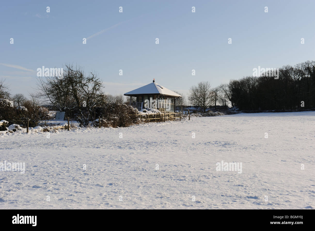 Snow landscape scenic field winter Christmas Stock Photo