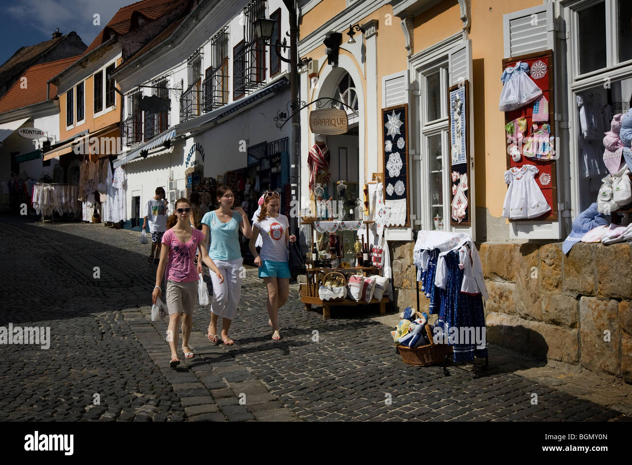 Tourists walking in the street, Szentendre, Budapest, Hungary Stock Photo