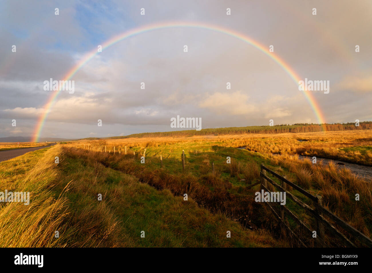 Rainbow near Lairg, Sutherland, Scotland, UK Stock Photo