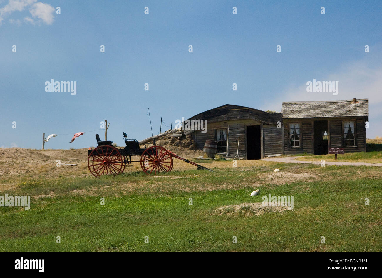 Exterior of sod house used by the pioneer farmers of South Dakota in the early 1800's. Stock Photo