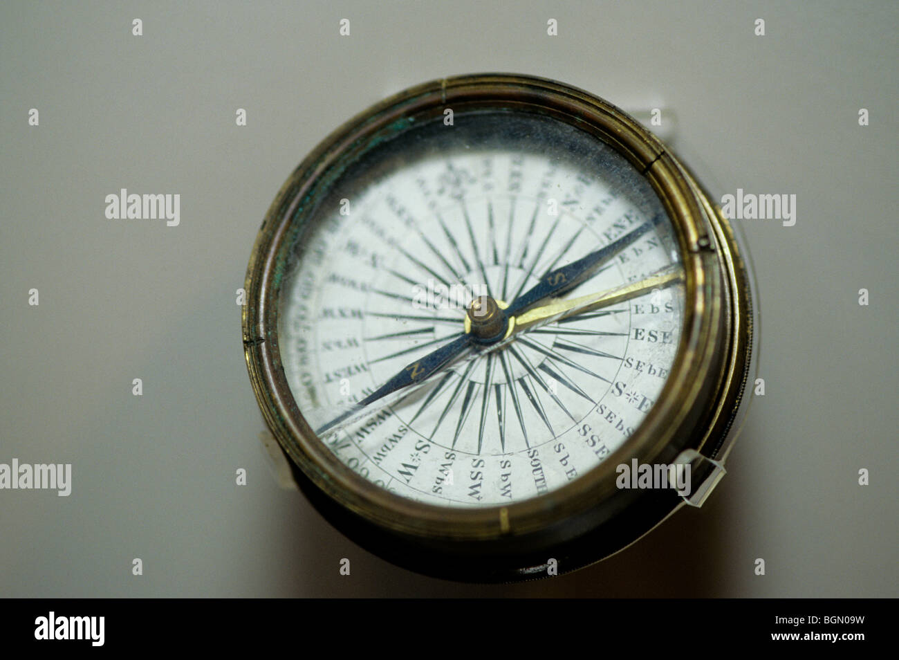 Surveying tool of a brass circular compass used to survey the new world