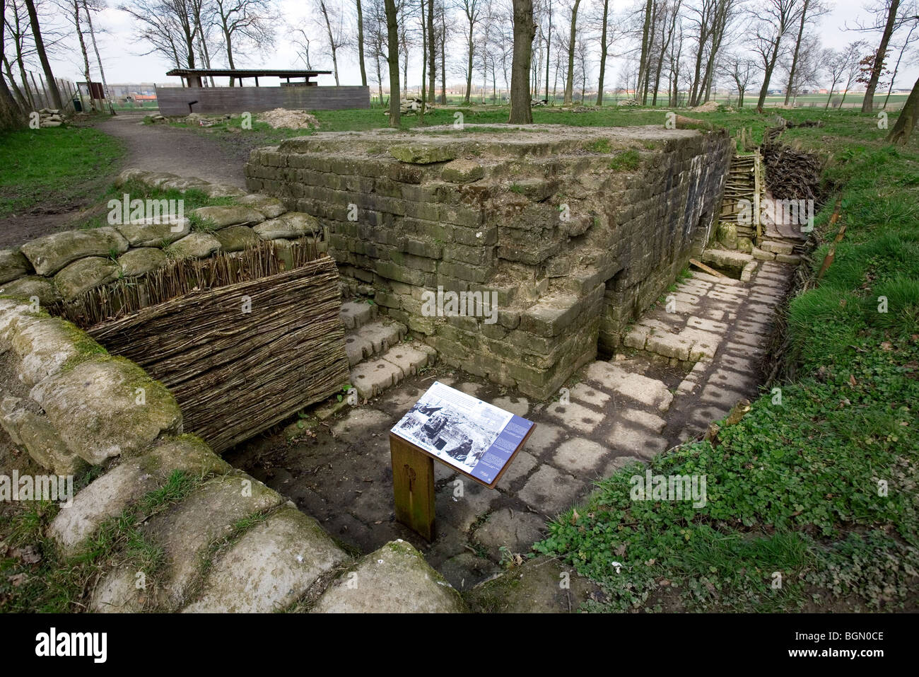 Bayernwald, a site with German WW1 trenches from the First World War at Wijtschate, Kemmel, Belgium Stock Photo