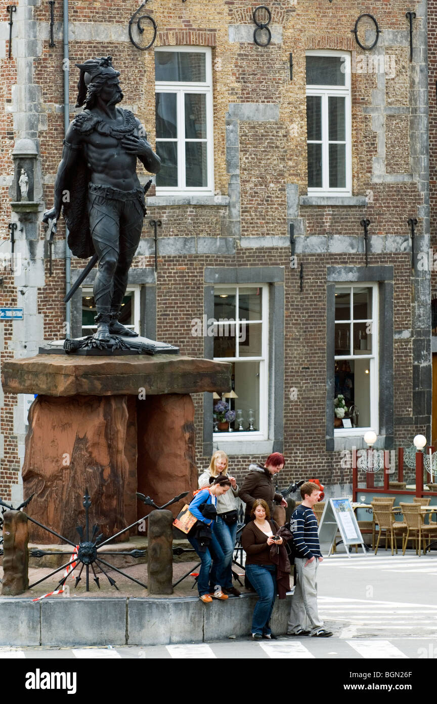 Statue of Ambiorix, prince of the Eburones at the Great Market square, Tongeren / Tongres, Belgium Stock Photo