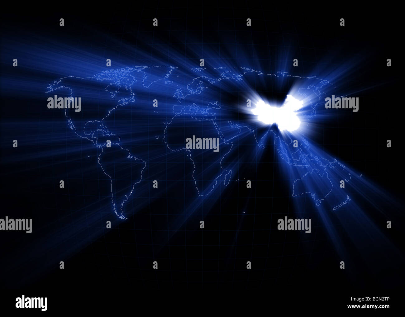 world-map-with-china-glowing-stock-photo-alamy