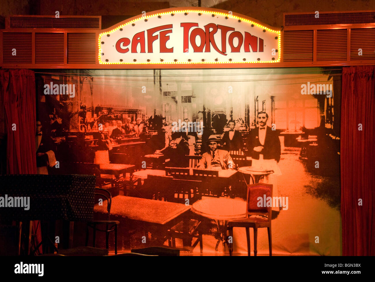 Interior sign of Cafe Tortoni in Buenos Aires, Argentina Stock Photo