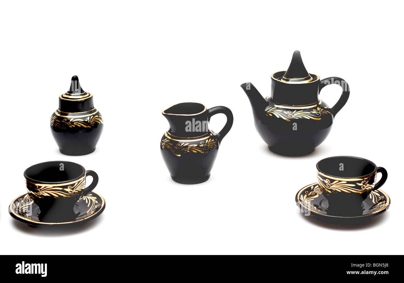 Coffee service full set isolated on white background Stock Photo Alamy