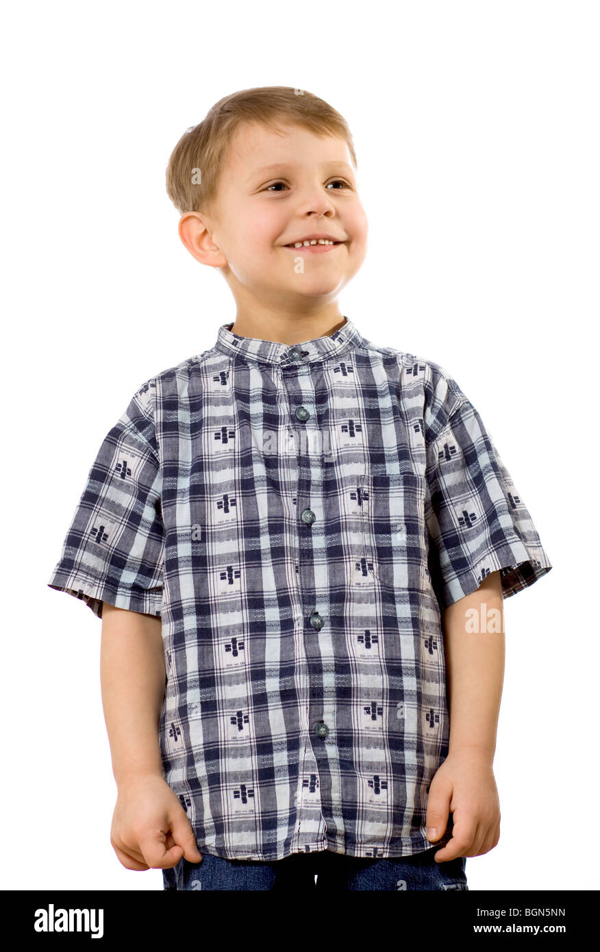 Young boy make funny poses isolated on white background Stock Photo - Alamy