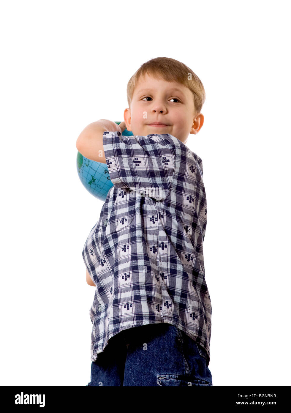 Young boy make funny poses isolated on white background Stock Photo - Alamy
