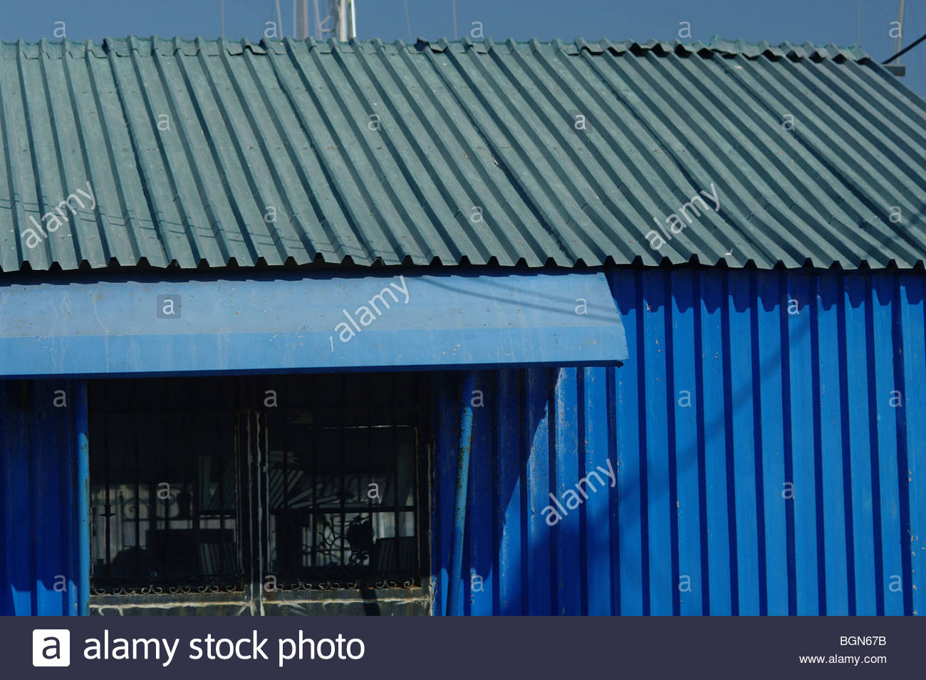 Blue tin Corrugated iron sheet metal shed toolshed 