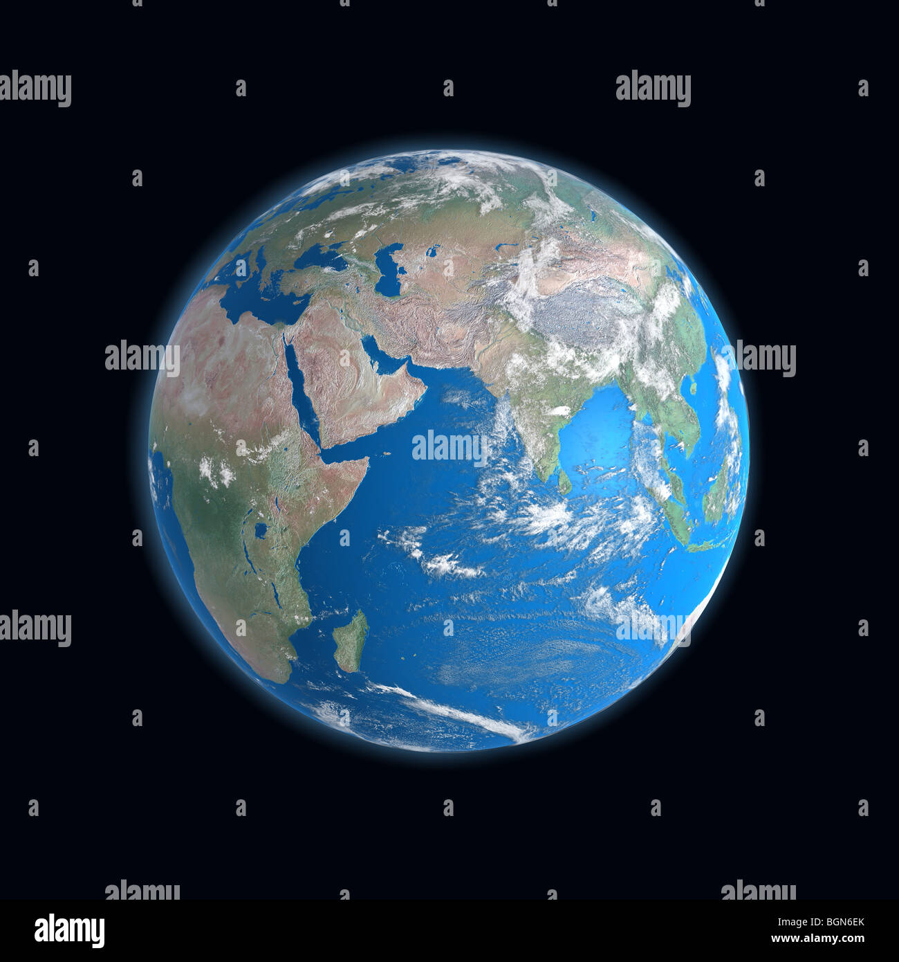 high detailed Earth map, africa, asia, Arabia, Somalia, India, Indian Ocean, Madagascar, china Stock Photo