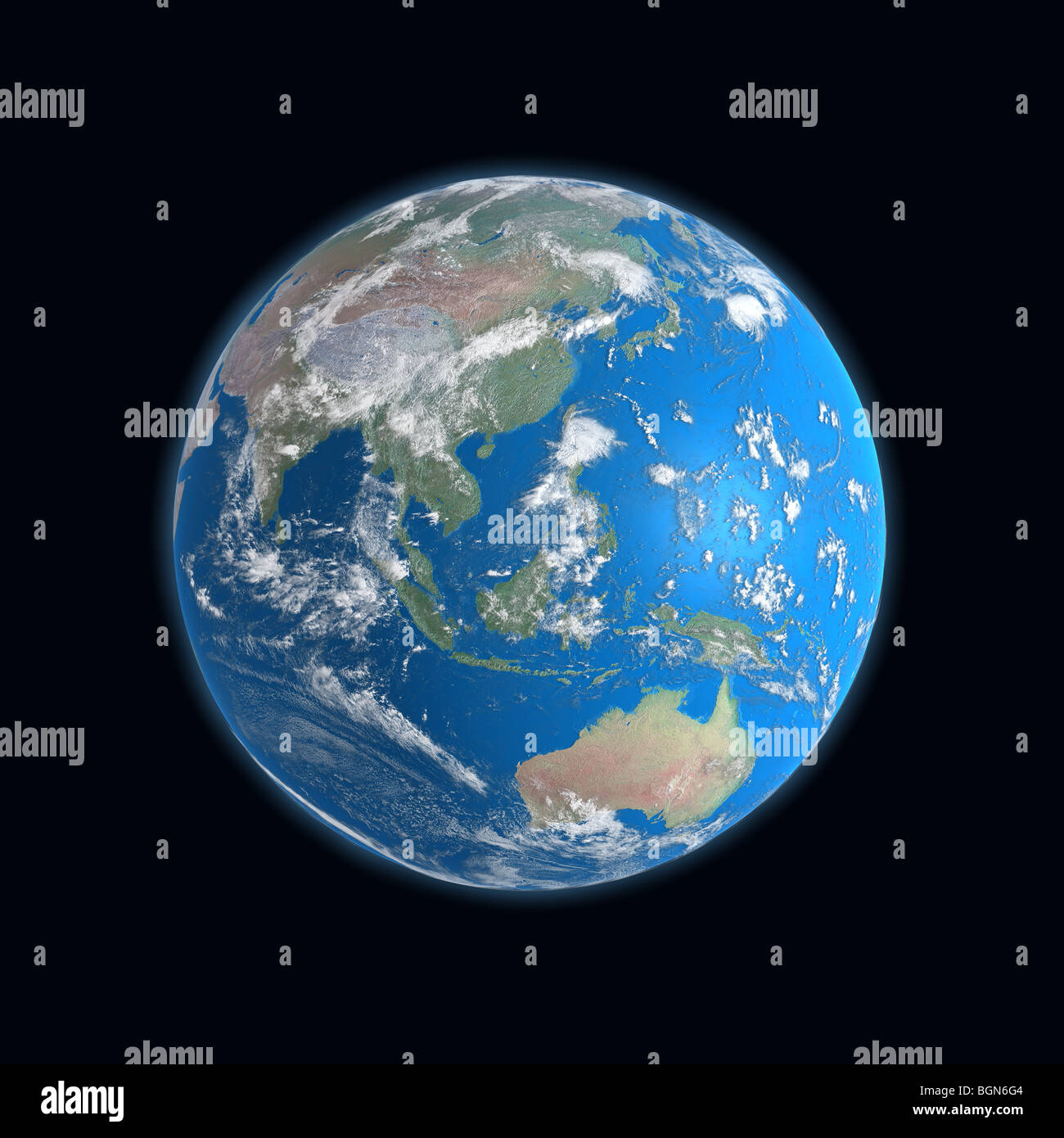 high detailed Earth map, China, japan, indonesia, Malaysia, australia, Oceania, Pacific Stock Photo