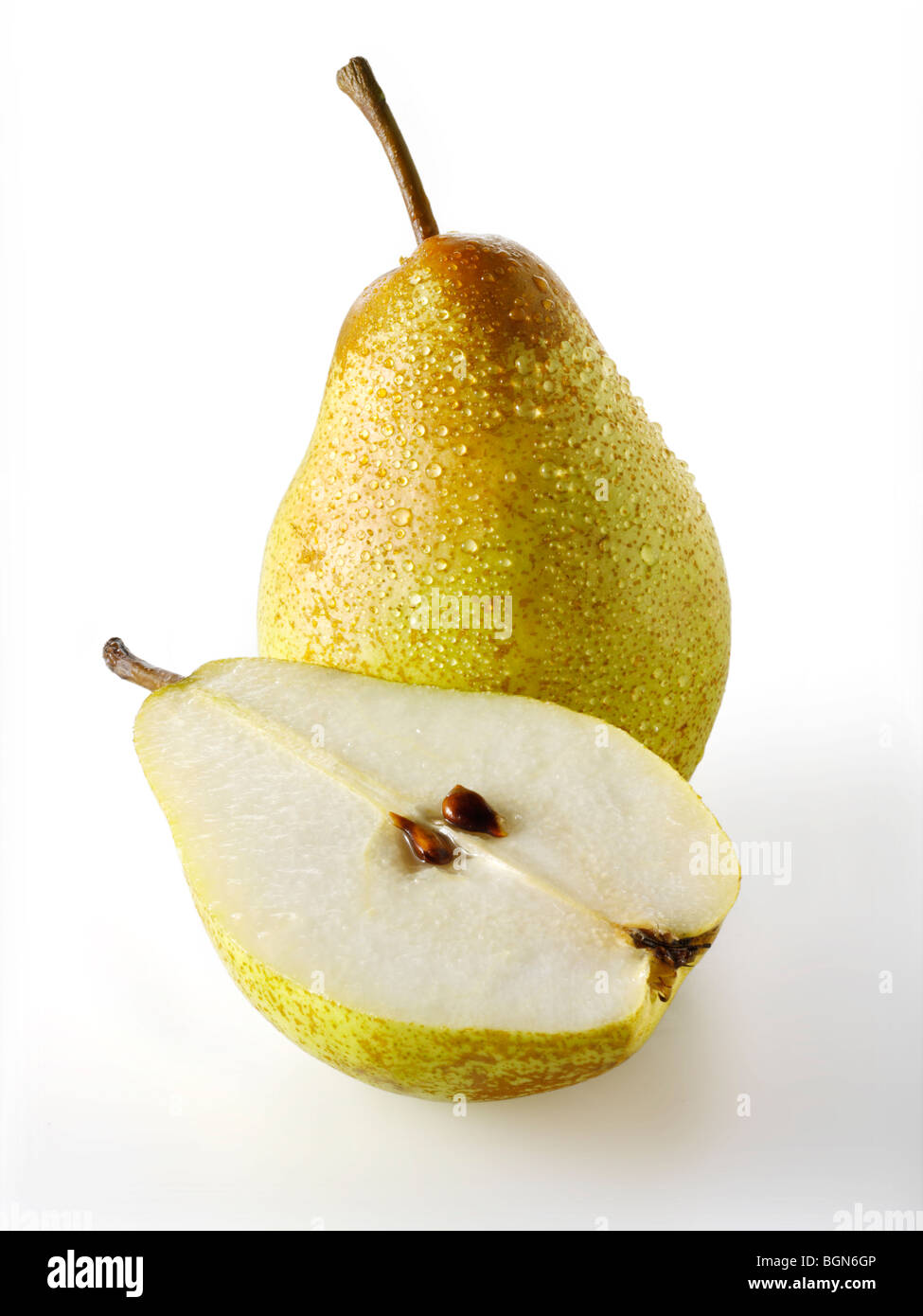 Fresh comice pears whole and cut Stock Photo - Alamy