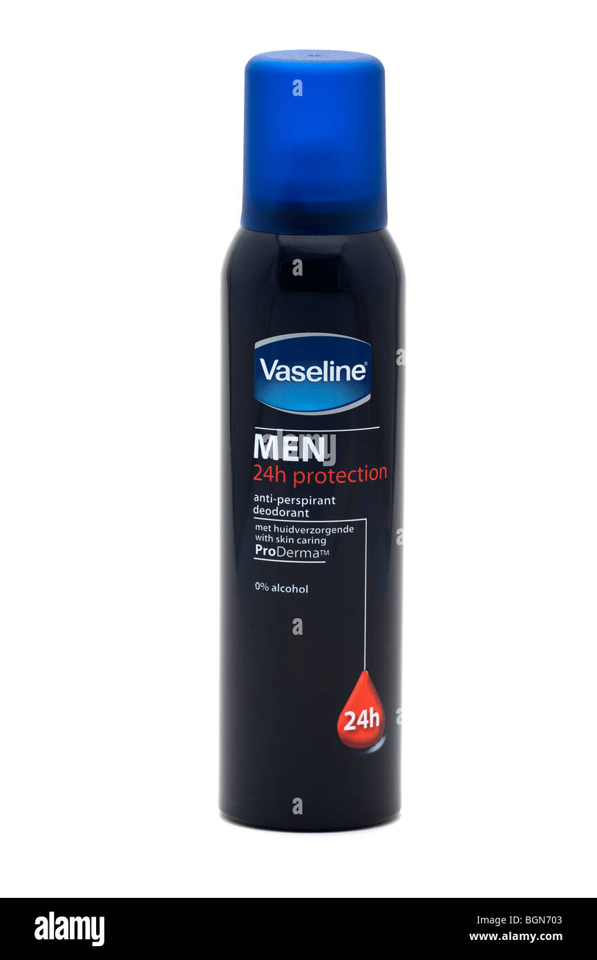 Black can of Mens Vaseline Alcohol free anti perspirant deodorant spray  Stock Photo - Alamy