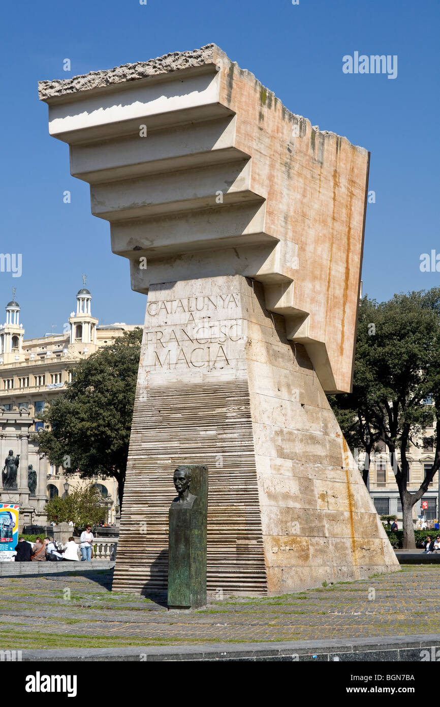 sculpture to francesc macia at plaça catalunya, plaza cataluña, catalonia square Stock Photo