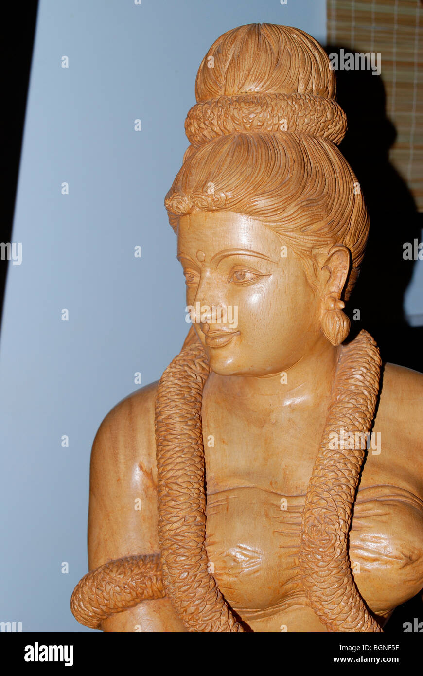 A sandal woodsculpture of sakuntala ; india Stock Photo
