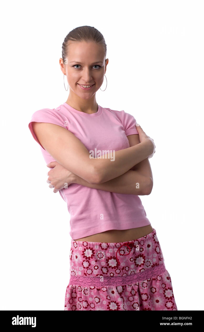 portrait of smiling young girl, isolated on white Stock Photo - Alamy