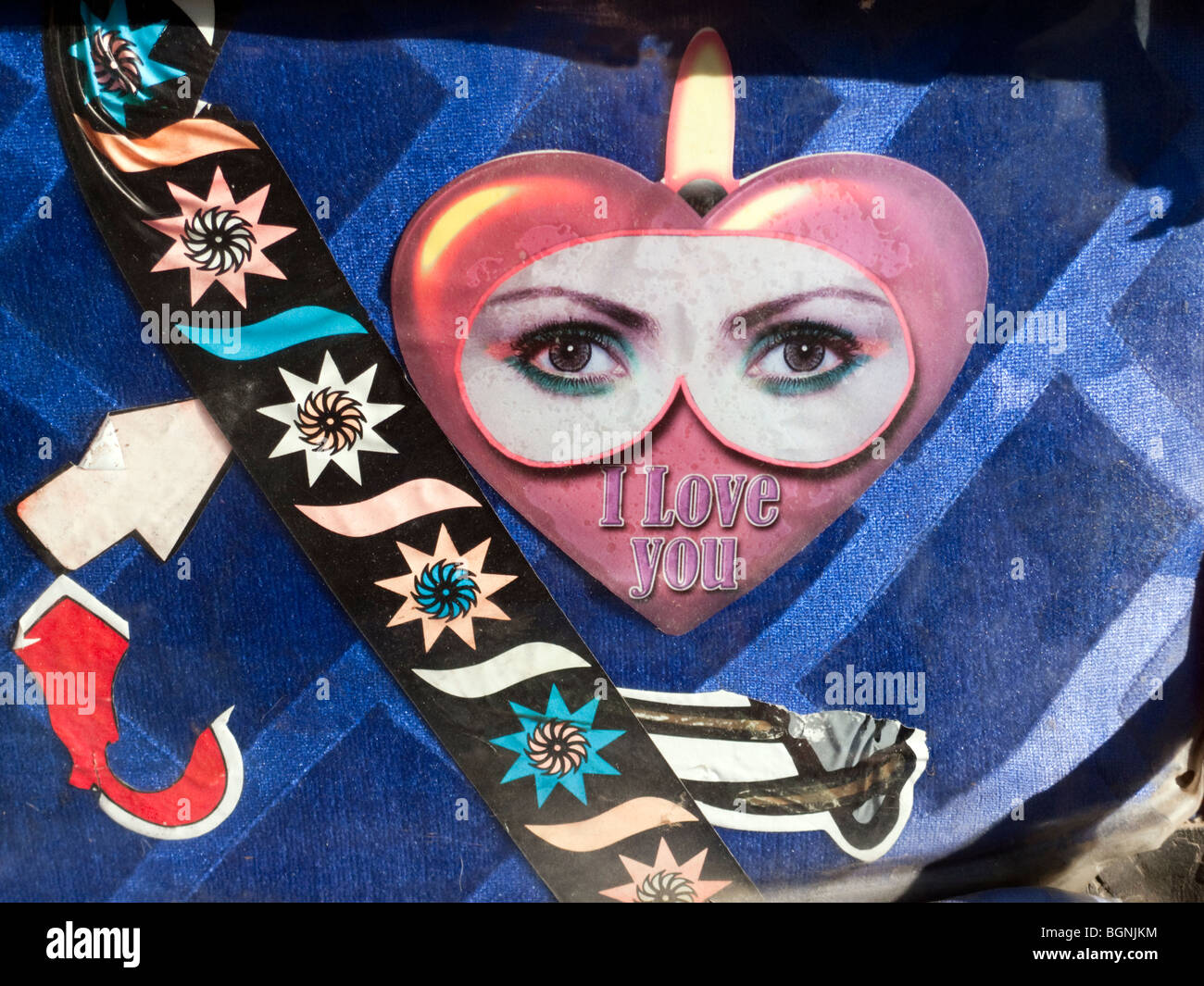 Decal Valentine image on an Egyptian buggy Stock Photo