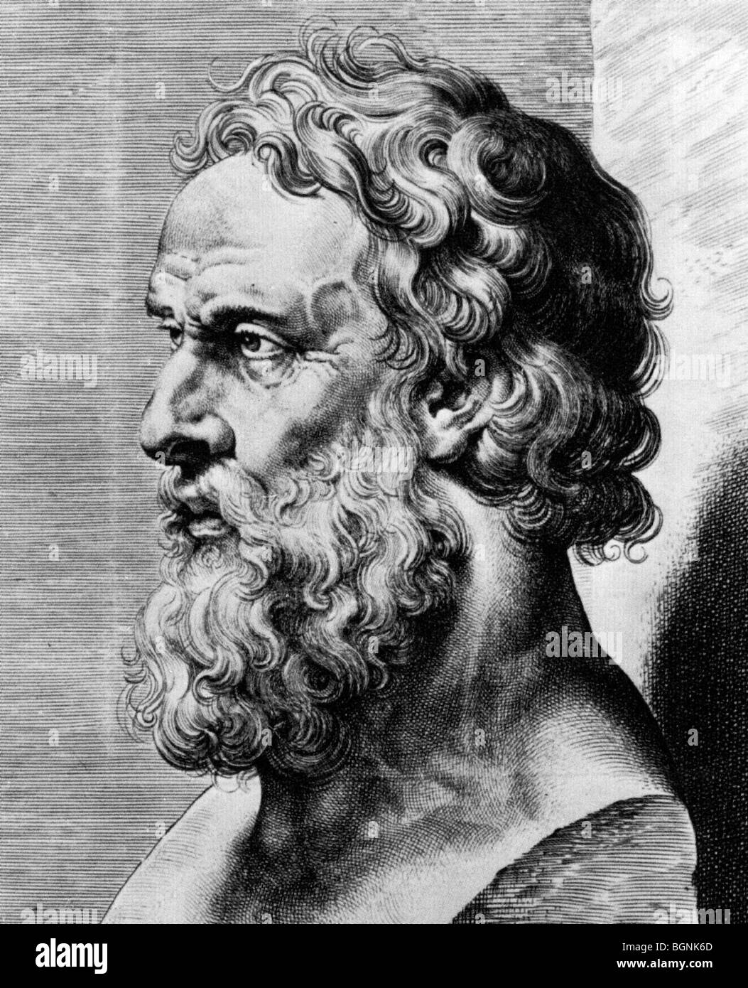 PLATO  -  18th century engraving of a  bust of the Greek philosopher (c 428- c 348 BC) Stock Photo