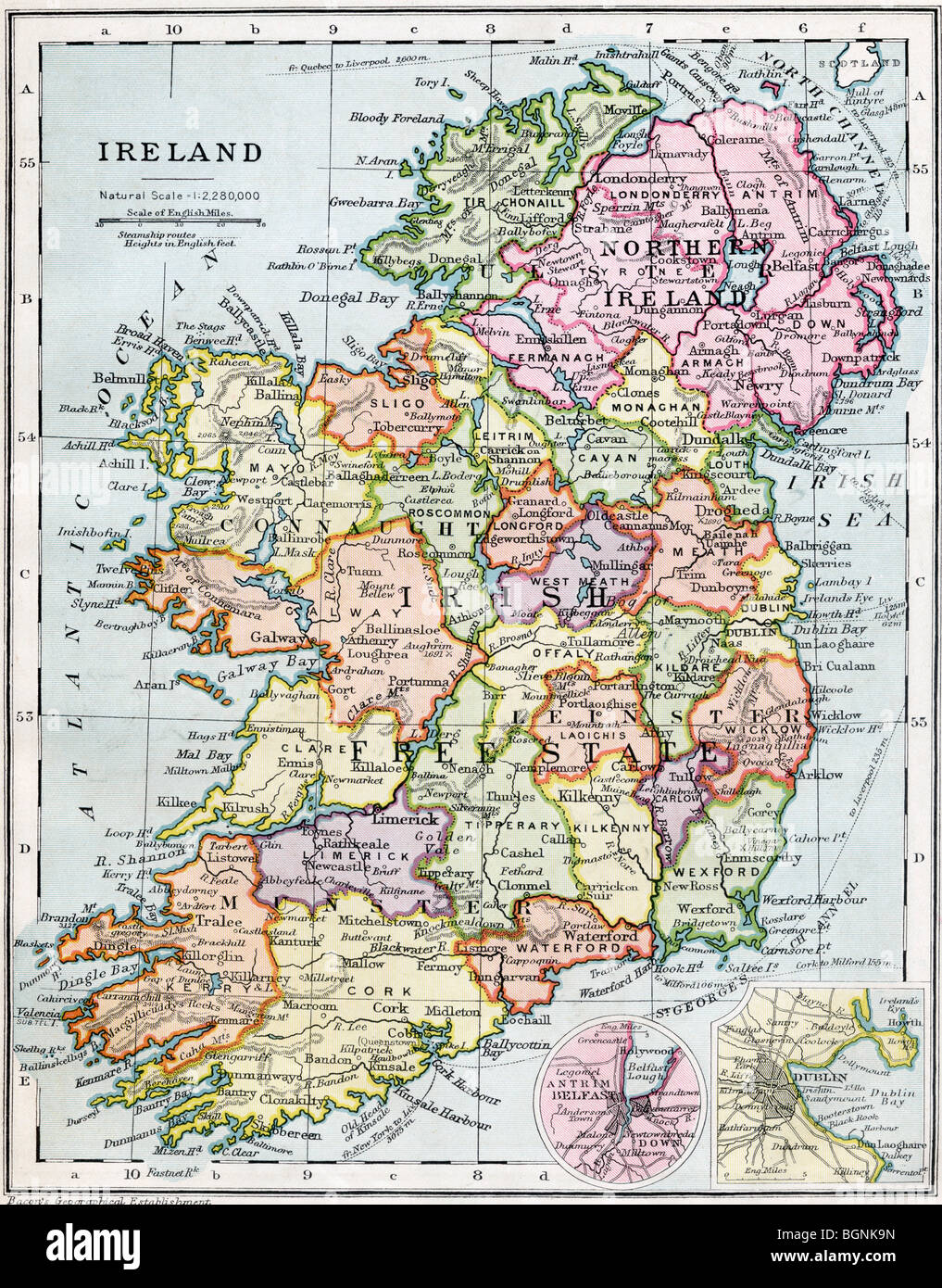 Irish Free State and Northern Ireland Stock Photo