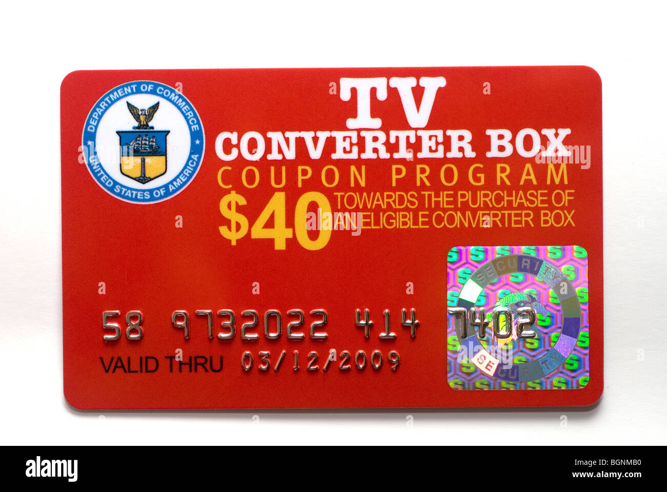 A TV converter box coupon is seen in New York Stock Photo