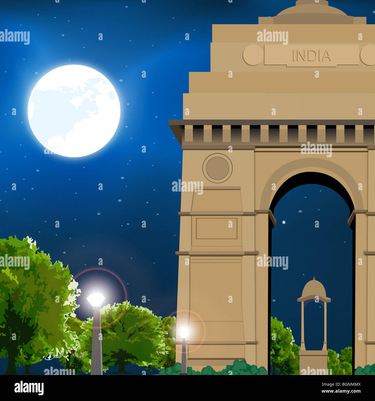 india gate, new delhi, india, moonlight, travel Stock Photo Alamy