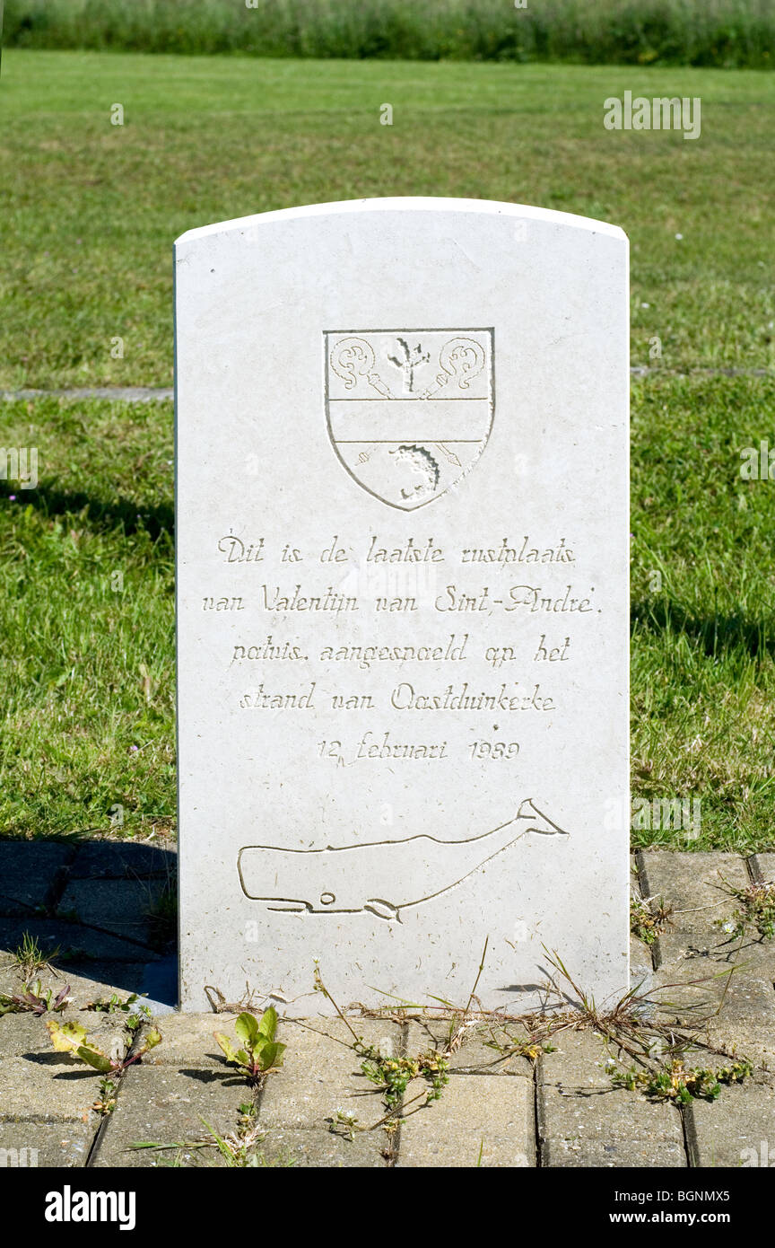 Headstone of Valentine, the beached sperm whale, near the abbey farm