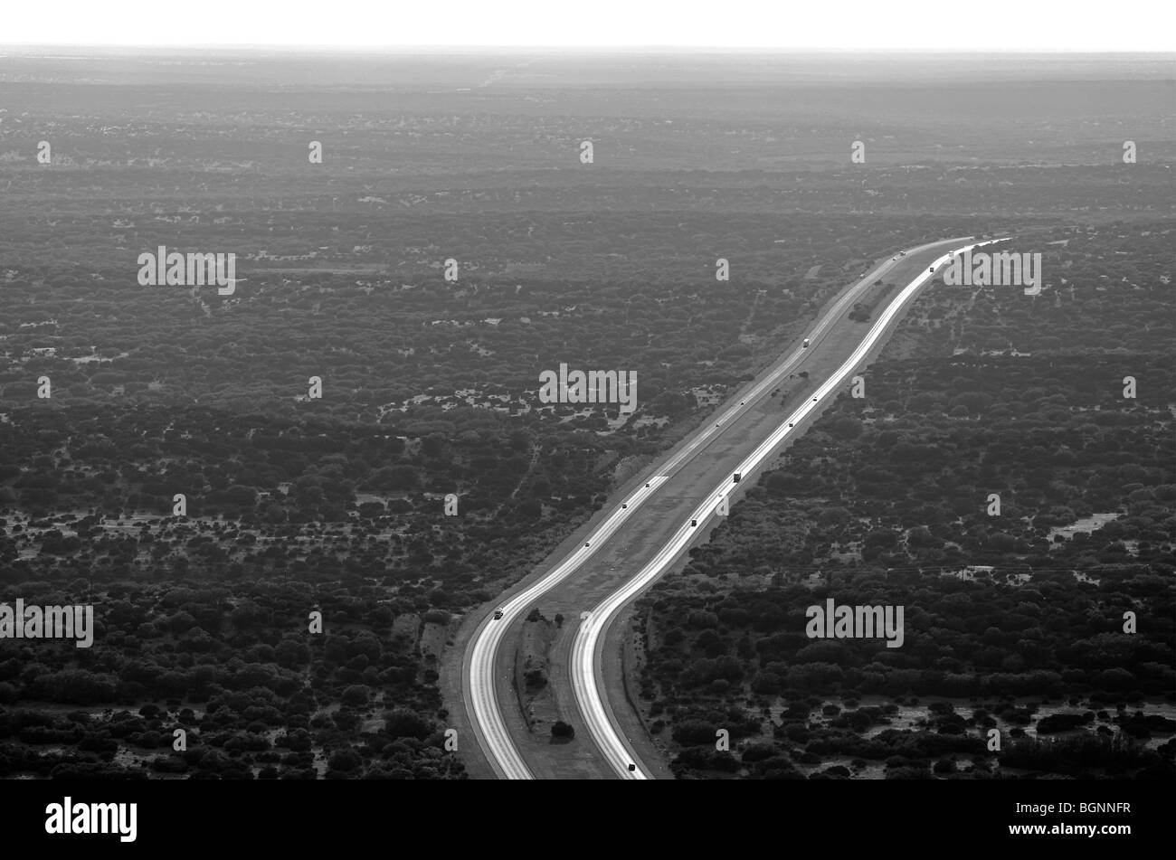 aerial view above interstate I10 Texas Stock Photo