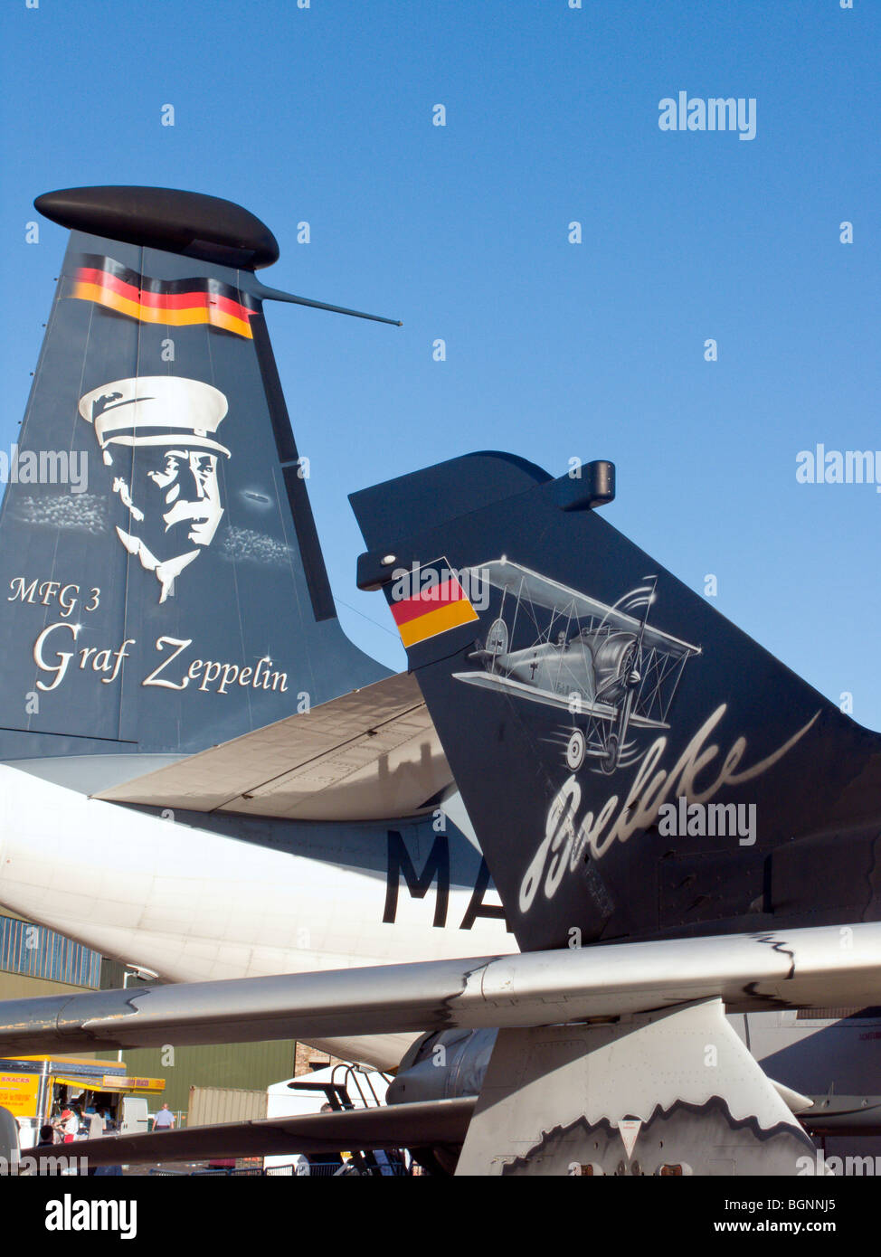 Tail art on German airforce aircraft at RAF Leuchars Airshow 2009, Fife, Scotland Stock Photo