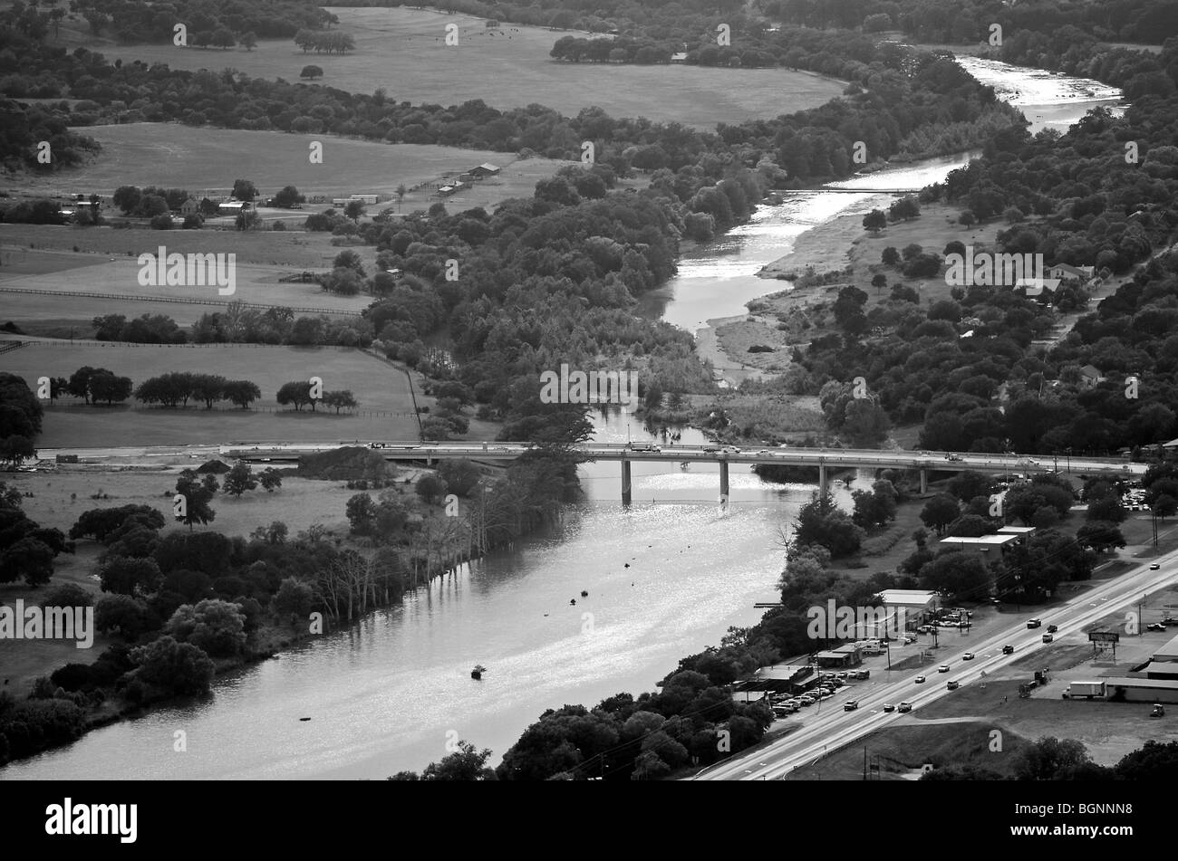 aerial view above Guadalupe river, Kerrville, Texas Stock Photo Alamy