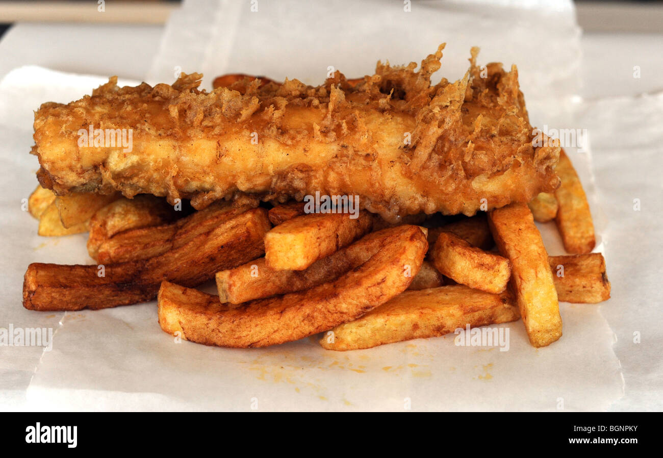 A portion of fish and chips Stock Photo