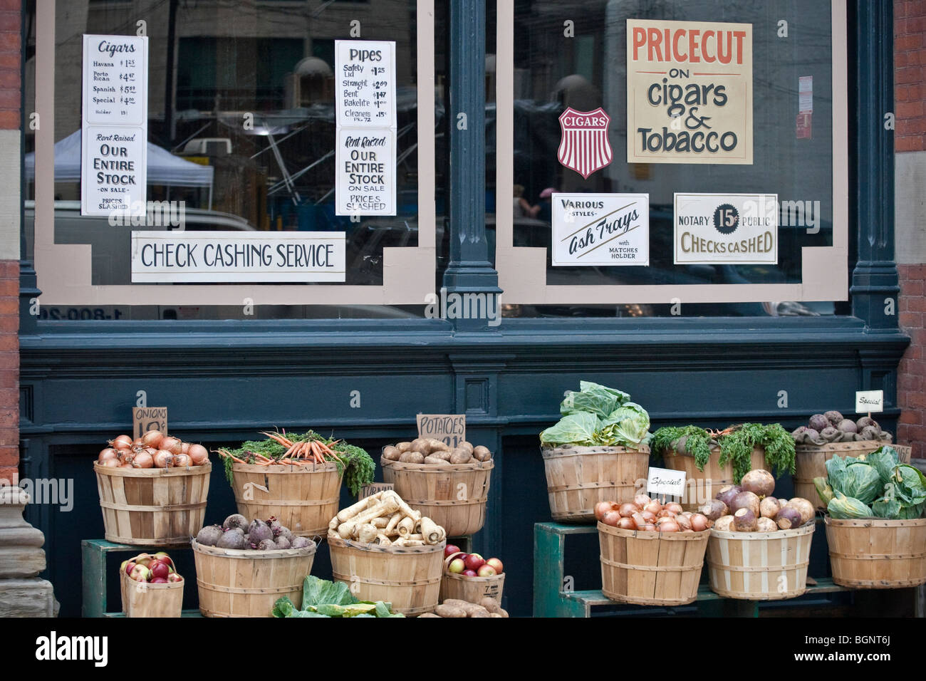 Movie set, Toronto, 'Kit Kittredge: An American Girl', Great Depression Era styled shop front Stock Photo