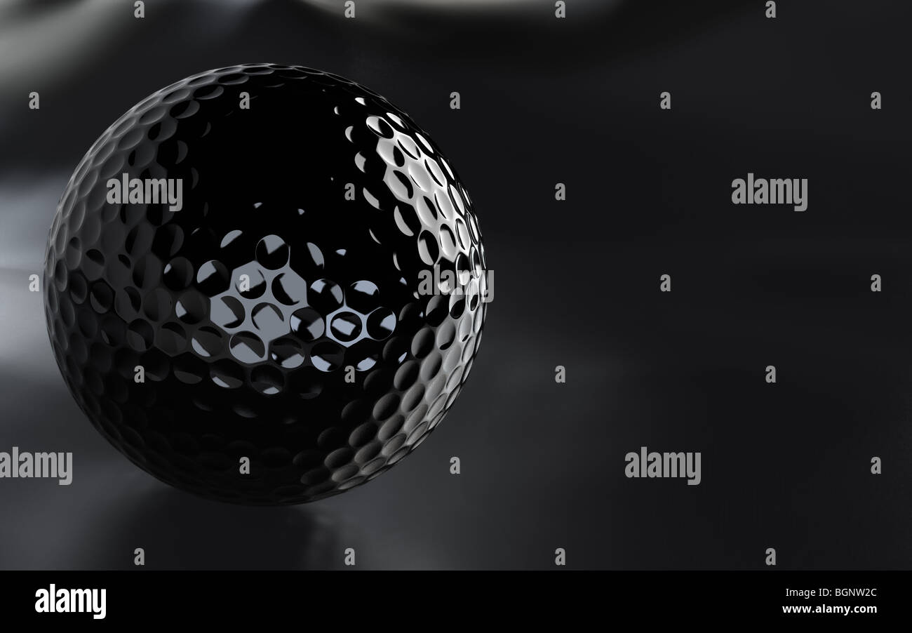 Elegant render f a black golf ball with alpha channel. Stock Photo