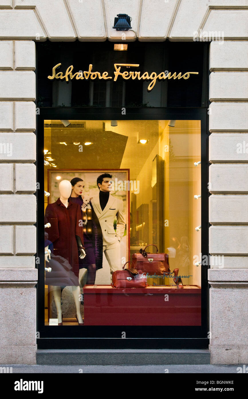 Salvatore Ferragamo, Via Montenapoleone, Montenapoleone street, Milan, Italy  Stock Photo - Alamy