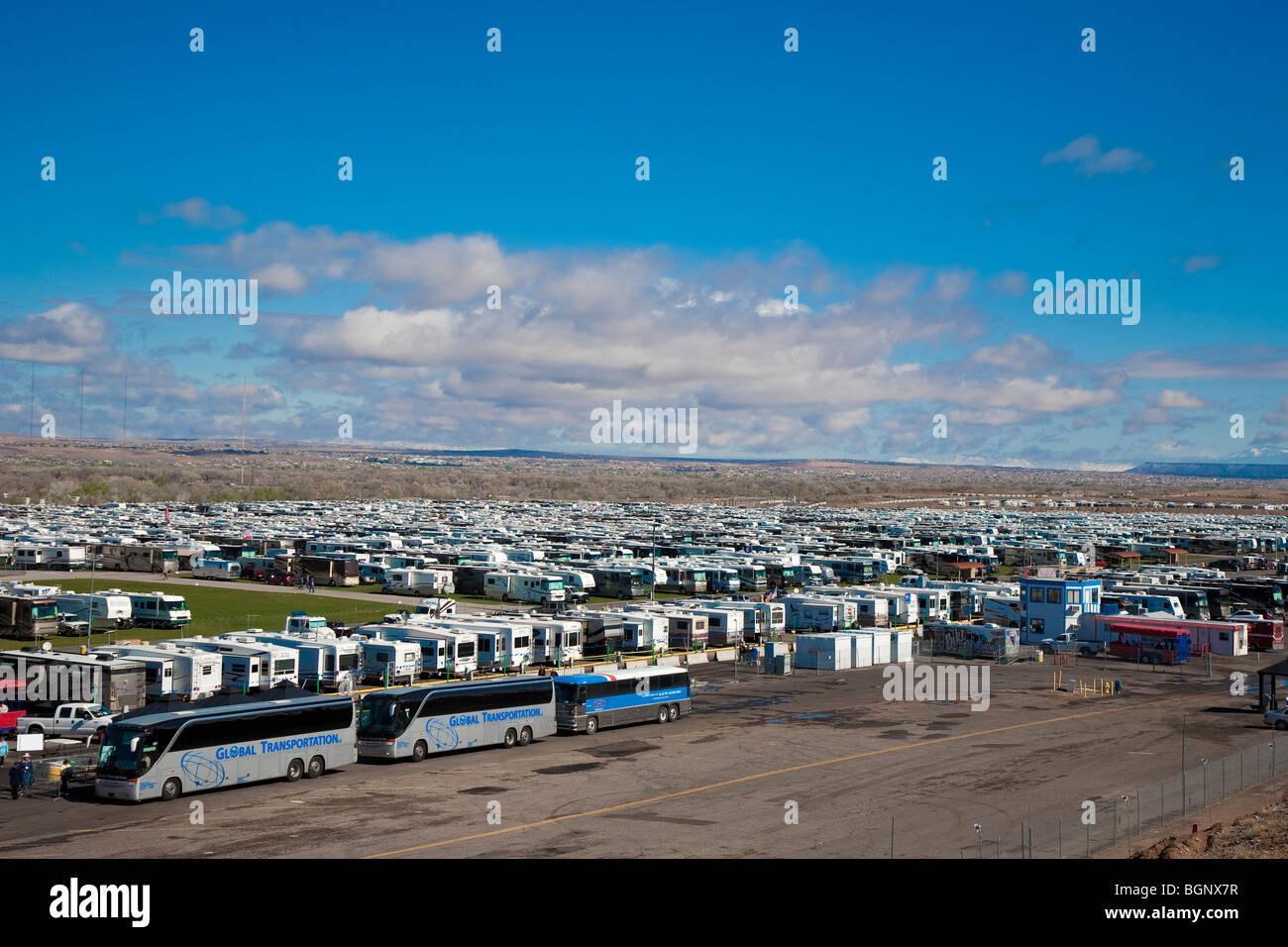 RV rigs at 'The Rally'. Albuquerque, New Mexico, USA Stock Photo