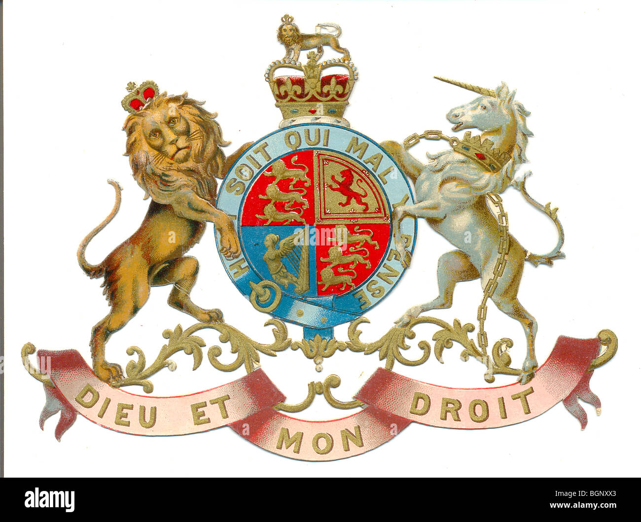 Die cut scrap of Royal Coat of Arms Stock Photo