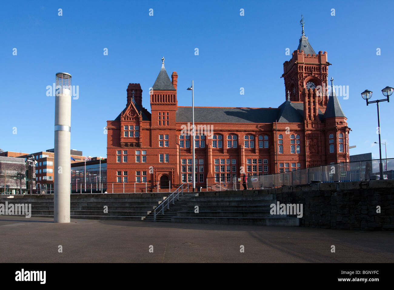 The Pierhead Building is a landmark building and information centre next to the National Assembly Building for Wales in Cardiff Stock Photo