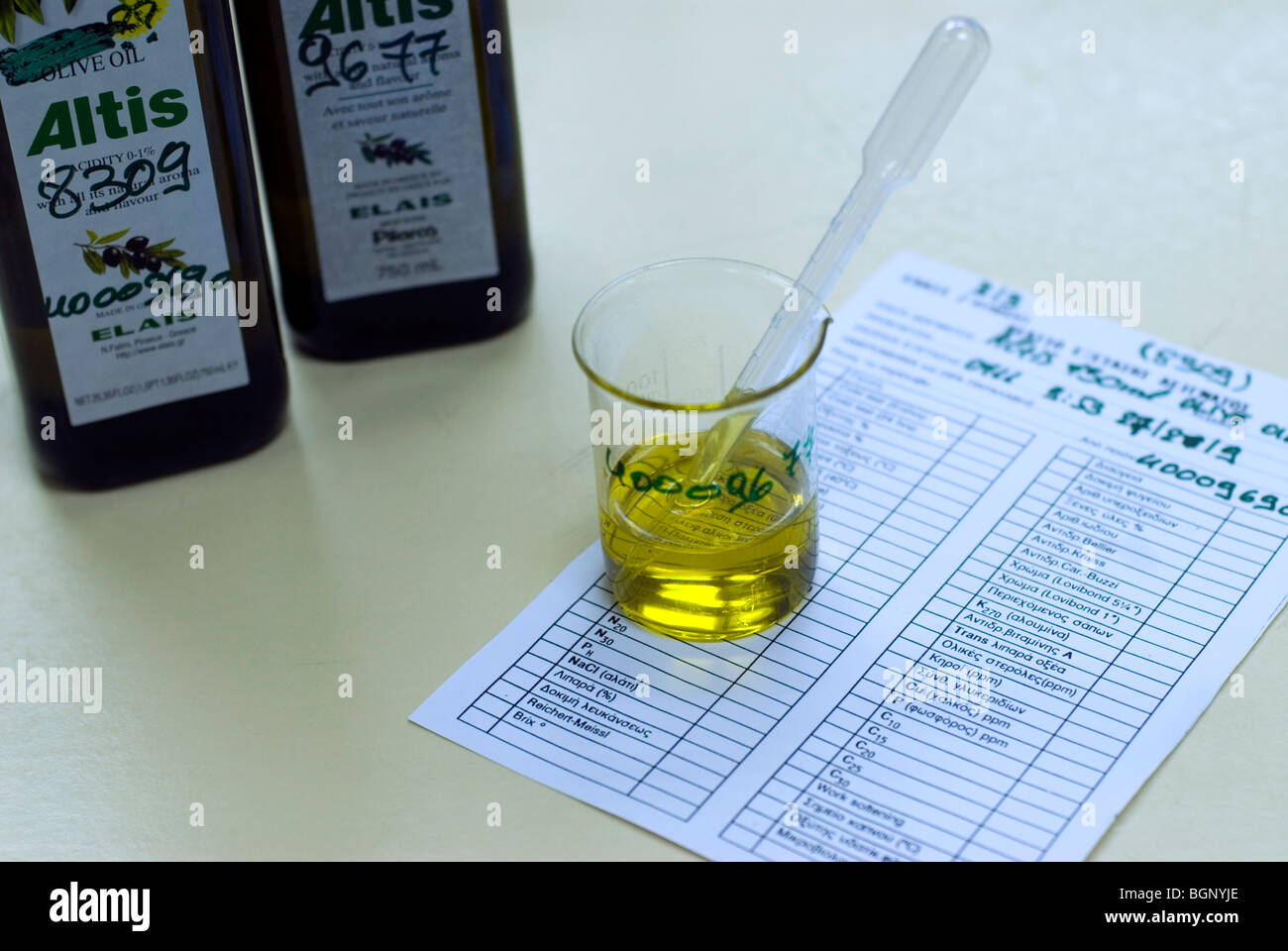 olive oil quality testing Stock Photo Alamy
