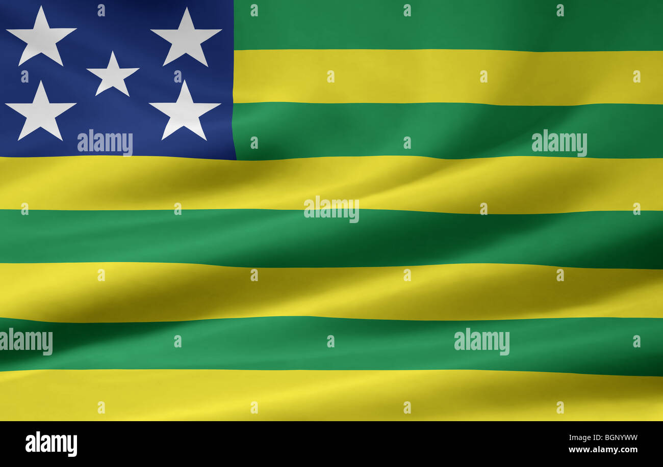 Very large flag of the brazilian state of  Goias Stock Photo