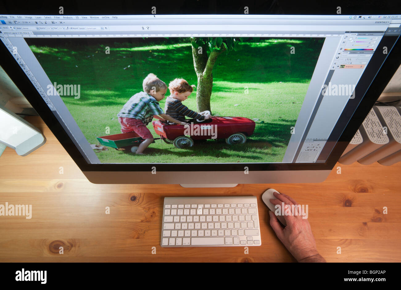 Apple iMac 27" desktop computer with Apple logos removed Stock Photo