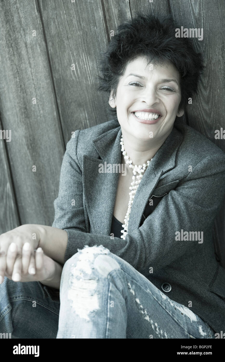 Portrait of a mature woman smiling Stock Photo - Alamy