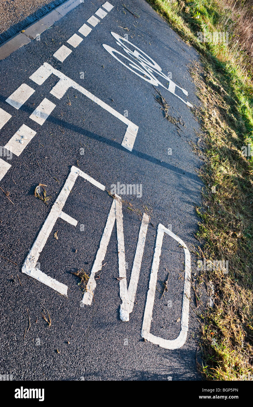 End of Cycle Lane. Stock Photo