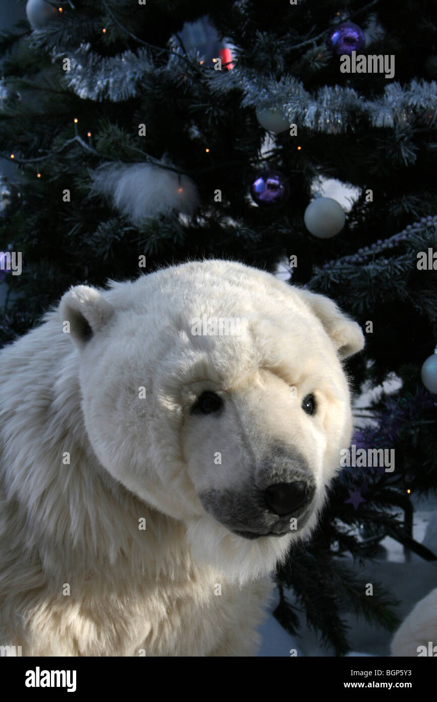Christmas Polar Bear Display Stock Photo