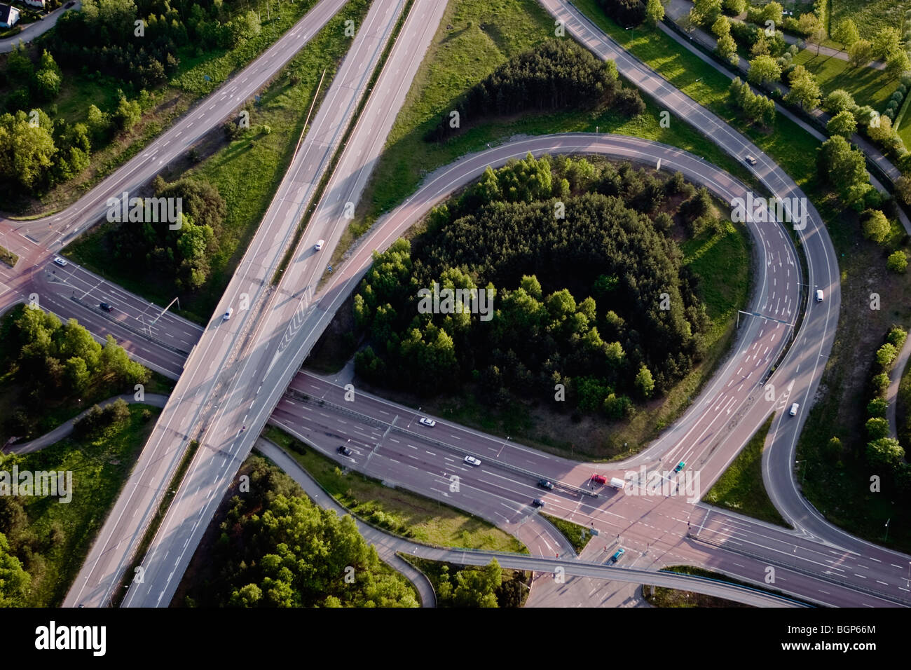 Exit from motorway, Narke, Sweden. Stock Photo