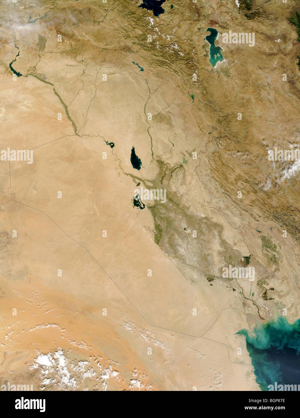Satellite image of Iraq and the middle East Stock Photo